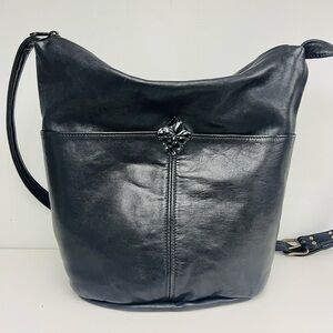 Large Vintage Black Leather Bag by LIBAIRE
